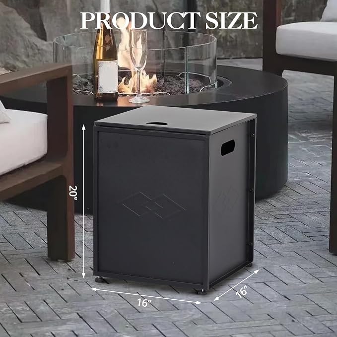 Propane Tank Cover Table, 20 Lbs Propane Tank Storage Box, Outside Propane Tank Hideaway Storage Container, Liquid Gas Tank Storage Cabinet Side Table for Garden Patio, Black
