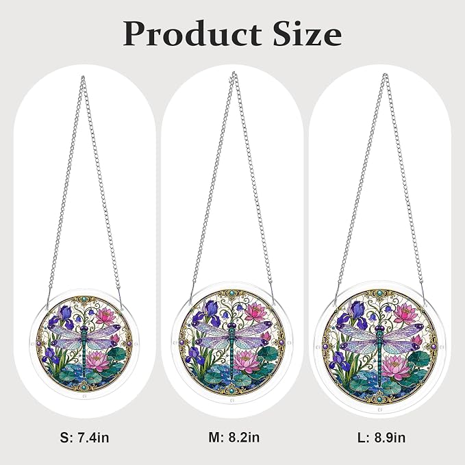 Acrylic Puzzle Suncatcher, Sun Catchers Puzzle for Window Hanging | 7.4 Inch Iris Dragonfly DIY Suncatcher Puzzle for Adults, Ideal Gifts for Women, Men, Wife, Mom, Home & Garden Decor