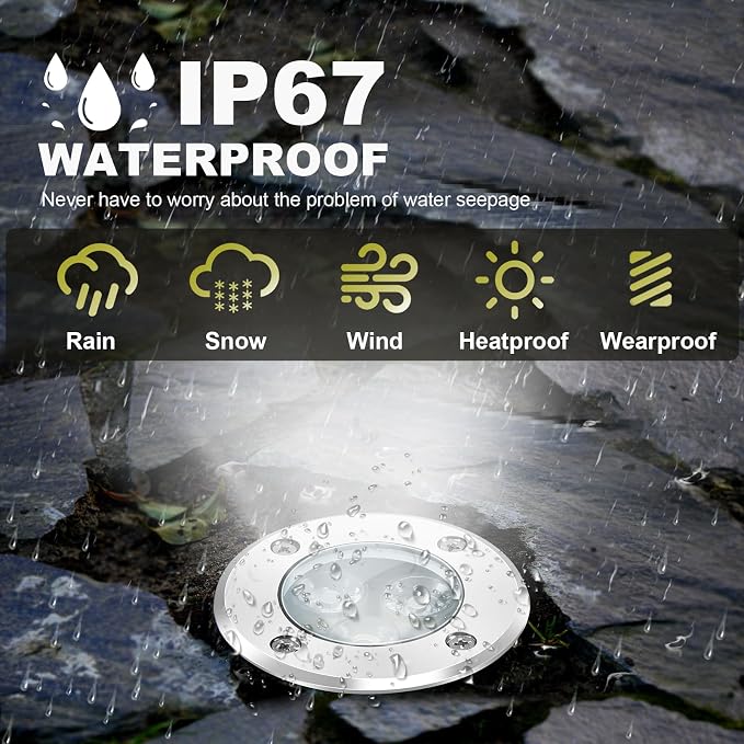 4Pack 3W Low Voltage Landscape Lights with Connectors 12-24V LED In-Ground Lights IP67 Waterproof Garden Lighting 6500K Outdoor Well Light for Yard Pathway Driveway Deck (Cool White)