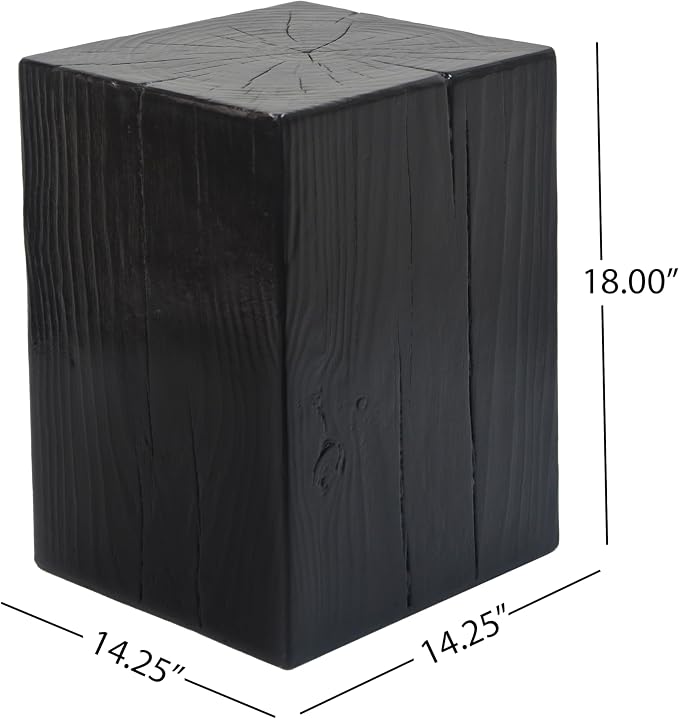 Patio End Table, Square, Black, 18 Inch