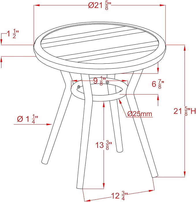 24/7 Shop at Home Cato Modern Aluminum 22 in. Outdoor Round Side Table for Outdoor Kitchen, Garden, Yard, Poolside, Natural Brown