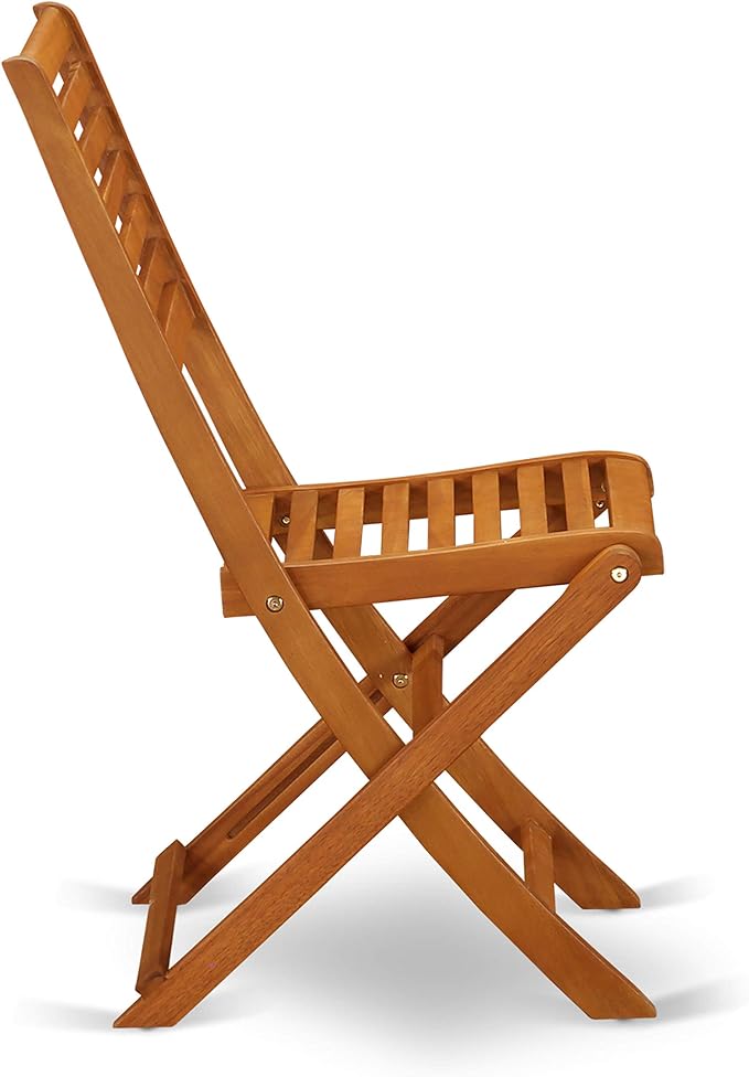 East West Furniture DEBS5CWNA 5 Piece Outdoor Patio Dining Sets Includes a Rectangle Acacia Wood Table and 4 Folding Side Chairs, 40x72 Inch, Natural Oil