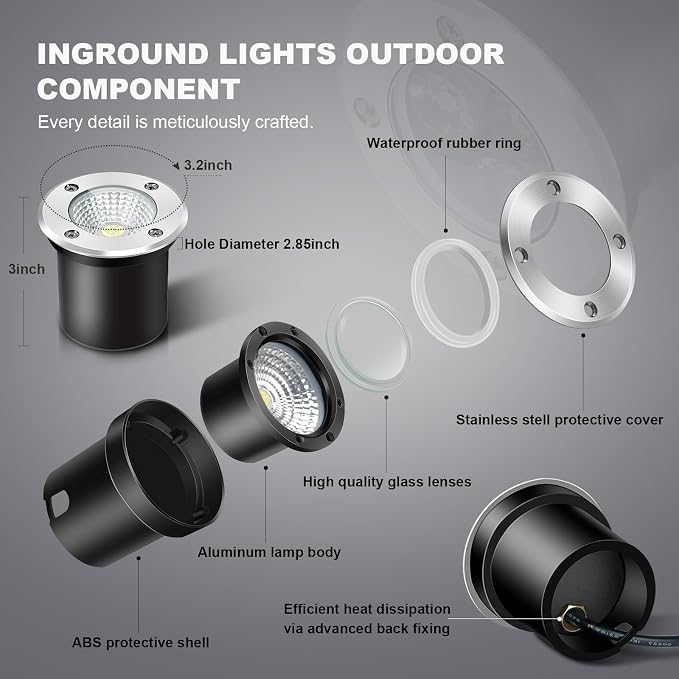 4 Pack 3w 12v Low Voltage In-ground Lights LED Landscape Light Waterproof IP67 Pathway Lights Outdoor spotlights Trees Flags for Garden,Yard,Tree (RGB)