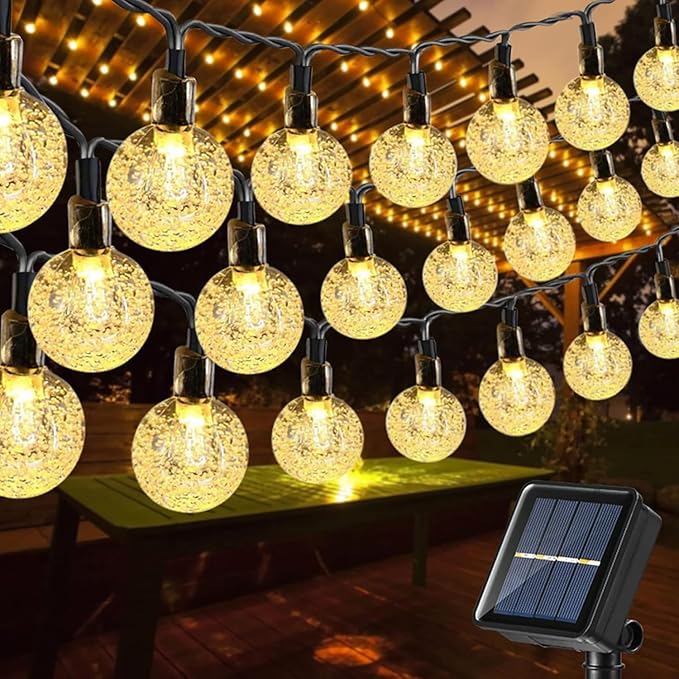 Toodour Solar String Lights Outdoor, 56ft 100 LED Globe String Lights with 8 Modes, Waterproof Solar Christmas Lights for Garden, Lawn, Gazebo, Porch, Yard, Wedding, Party Xmas Decor - Warm White