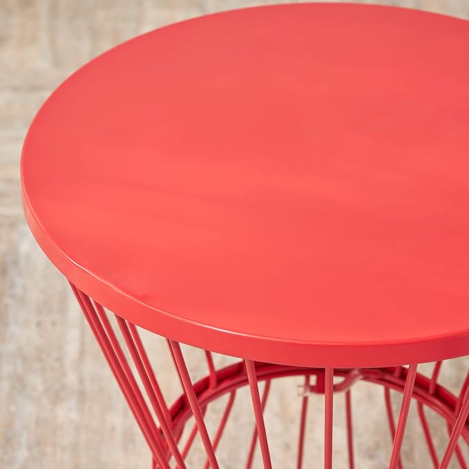 Christopher Knight Home Lassen Outdoor 16" Iron Side Table, Matte Red