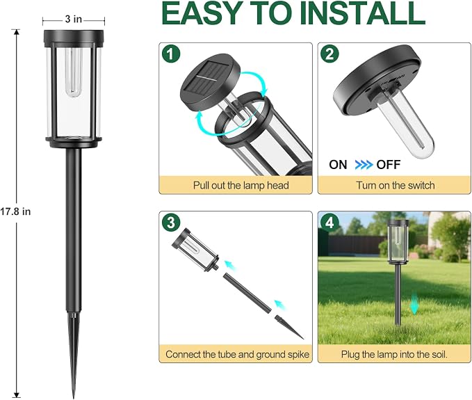 16 Pack Solar Lights Outdoor Waterproof for Garden Walkway Pathway Lawn Yard Decorative Modern Landscape Lighting. (Cool White Light, 16)