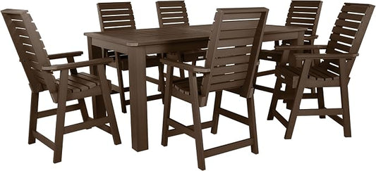 Highwood AD-ST7WL2CO5BA-ACE Weatherly 7pc Rectangular Counter Height Dining Set 84" x 42", Weathered Acorn