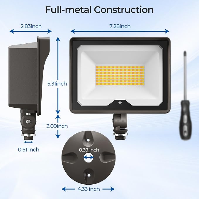 CINOTON 55W 7700LM LED Flood Lights Outdoor, 3CCT, ETL Listed, 2 Pack | IP65 Waterproof Security Wall Pack with 180°Knuckle, Dusk to Dawn 120V Aluminum Fixture for Warehouse Patio Porch Garage