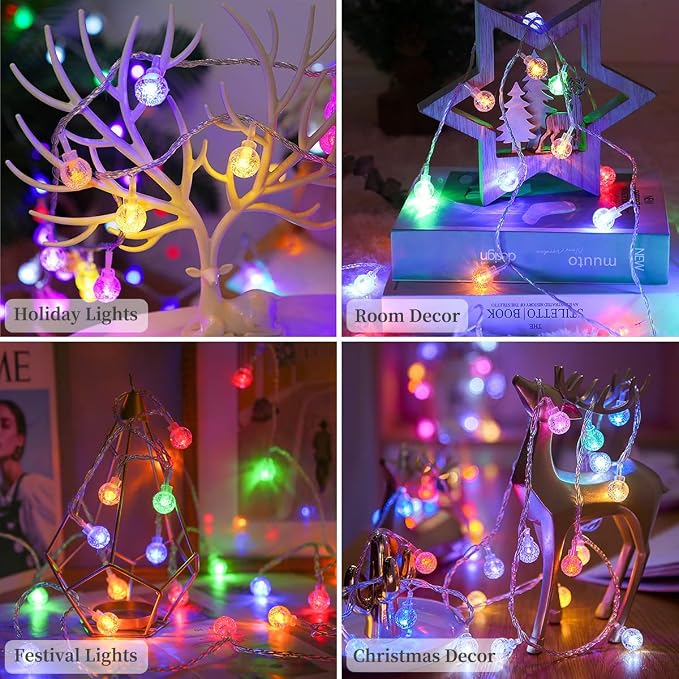 Metaku 16.4ft 50LED Battery Operated Fairy Light with Remote Color Changing | Outdoor String Lights Waterproof Indoor Outdoor Hanging Globe Decorative Christmas for Patio Gazebo Bistro Garden Balcony