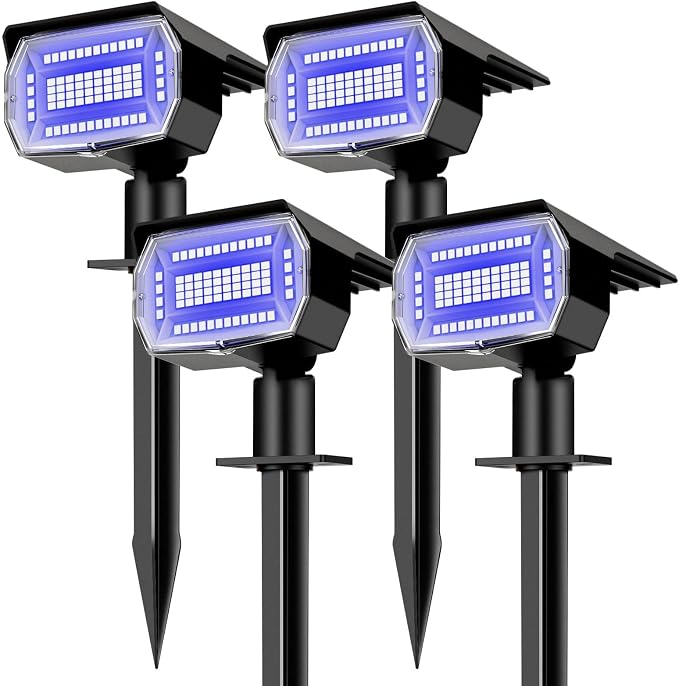 nipify 4 Pack Solar Spot Lights Outdoor, Solar Powered Waterproof Spotlight, Landscape Lighting for Outside Yard Garden Pathway,Blue