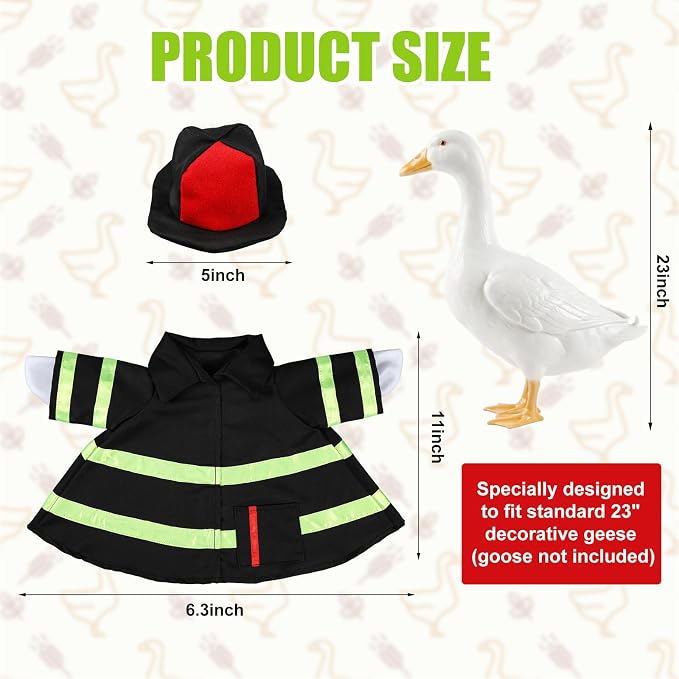 Porch Goose Outfit for 23‘' Porch Goose Geese Statue Halloween Clothes Costume Yard Patio Lawn Garden Decor(Firefighter)
