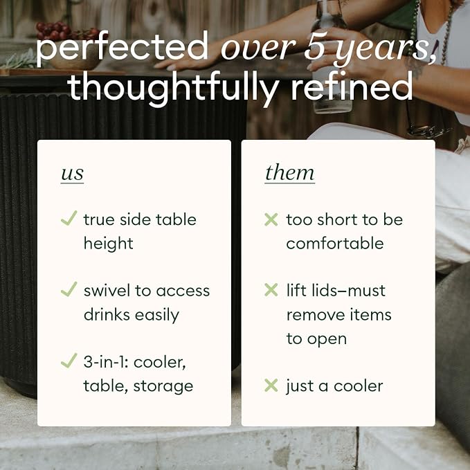Veradek Outdoor Cooler Side Table - 2 in 1 - Designed for use as Outdoor Side Table, Patio Decor and Ice Chest