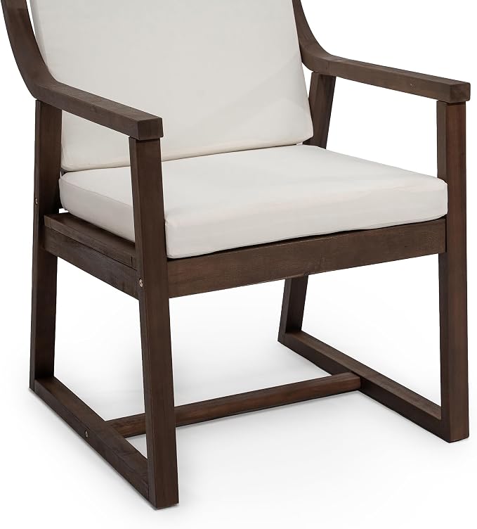 All-Weather Patio Chairs Set of 2, Outdoor Dining Chairs with Removable Cushions, 400 lbs Support Garden Chair, Mocha