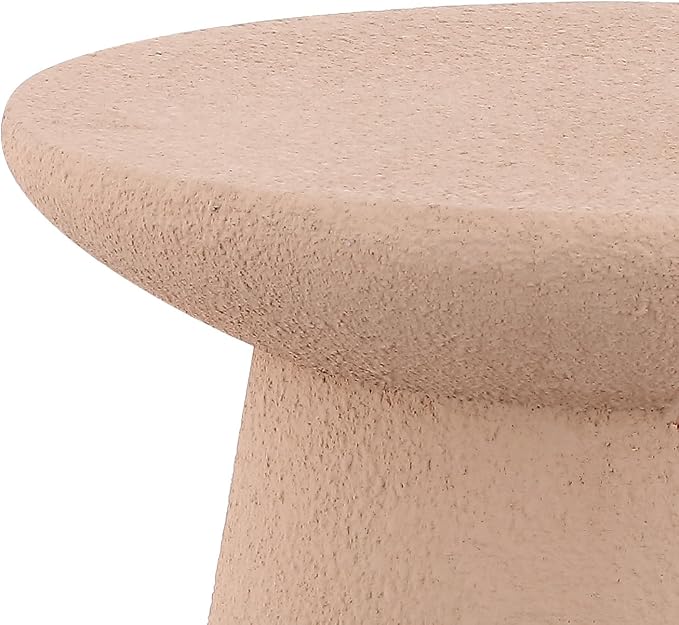 JONATHAN Y Hollie Polyresin Outdoor Side Table and Stool, 18" All-Weather Textured Round Pedestal Accent Table for Patio, Garden, Modern Minimalist, Pink Frosted TBL1108B