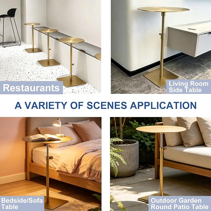 Stainless Steel Round Dining Table - 50cm Metal Breakfast Bar & Coffee Side Table for Outdoor Patios, Cafes, Restaurants & Dessert Shops - Stylish & Durable Side Tables