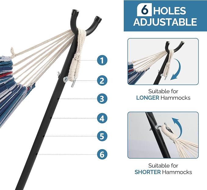 Portable Outdoor Polyester Hammocks Set,Professional Hammock Stand,Outdoor Patio Hammocks,Indoor Swing Hammock Chair Set,with Carry Bag,for Outside Patio Porch Beach Backyard (Blue & Purple)
