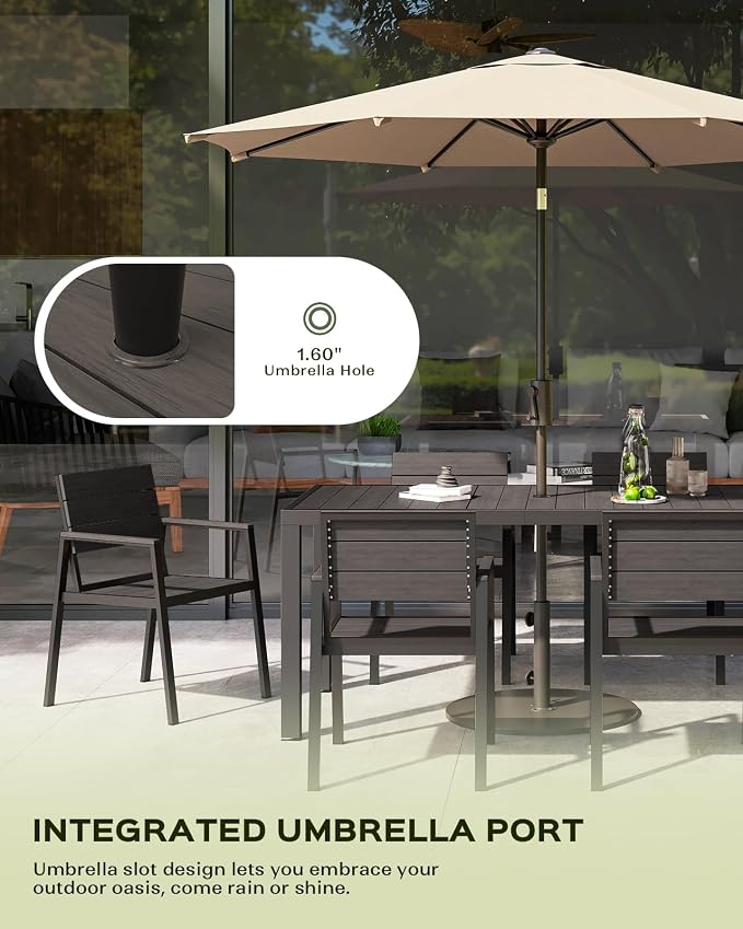 Vexwalx Outdoor Dining Chairs Set of 2, HDPS + Aluminum Patio Dining Chairs with Ergonomic Design and Wide Seat, 2 Piece Outdoor Chairs for Garden, Backyard, Deck (Charcoal)