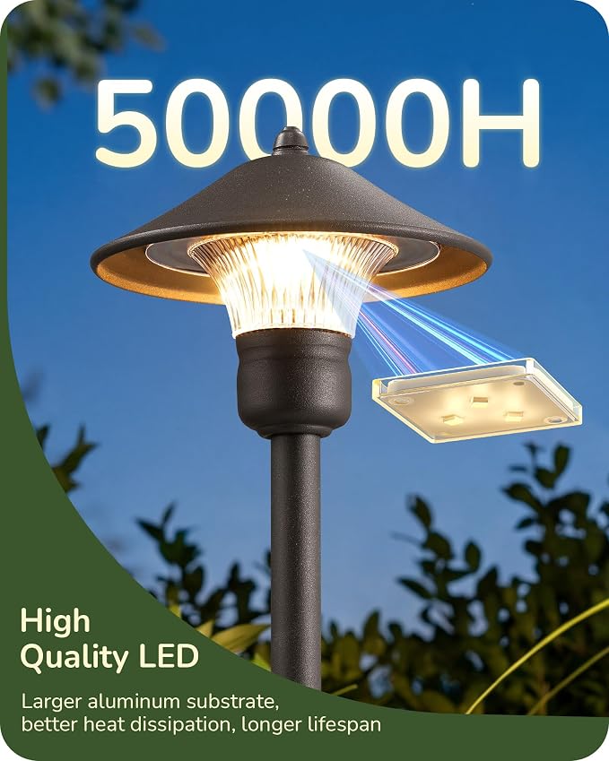 EDISHINE Low Voltage Landscape Lighting, Wired LED Pathway Lights 4 Pack | 16.5" Tall, 12V AC/DC, 3W 150LM 3000K, 50,000H, Waterproof Aluminum for Walkway, Driveway, Garden, Path, Yard