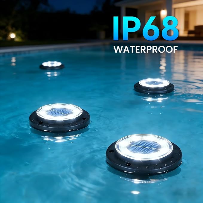 Flacchi Solar Lights Outdoor Waterproof - 2-in-1 Solar Powered Ground Lights Outdoor Solar Disk Light Landscape Light for Deck Step Patio Yard Pathway Walkway Driveway Garden (Cool White, 2 Pack)