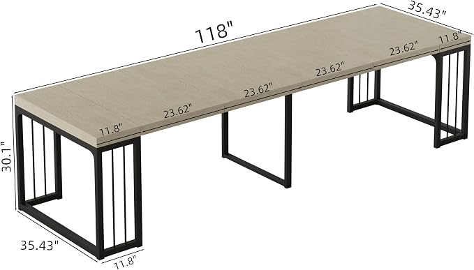 23.6" - 118" Extendable Dining Room Table, Modern Extra Long Folding Dining Tables for 2-10 People, Outdoor Patio Furniture Set, Adjustable Kitchen Dinner Table, Ancient White