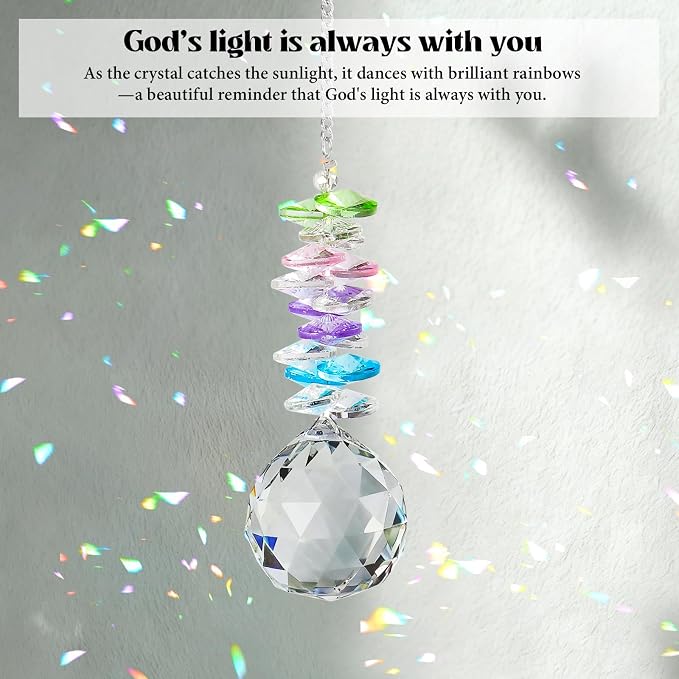 Christian Gifts for Women, Religious Suncatcher for Birthday Friendship | Catholic Baptism Gift, John 3:16 Crystal Ornament with Cross, Bible Verse Indoor Window Decor Spiritual Suncatcher