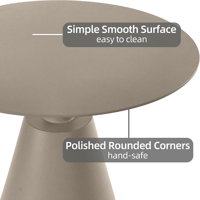 19.5" Round Outdoor Coffee Table, Weather-Resistant Aluminum Side Table for Patio, Balcony, Garden & Bedroom, Champagne