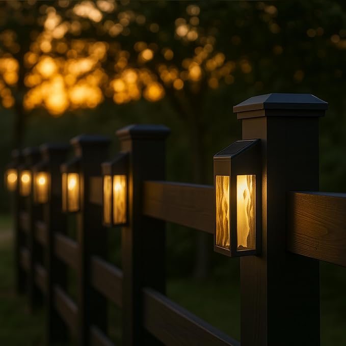 Classy Caps SWL888 - Black Aluminum Lancaster Deck & Wall Light (2 Pack) – Outdoor Solar LED Lighting, Durable Black Aluminum, Real Glass Construction, Perfect for Outdoor Decks, Patios, and Walls.
