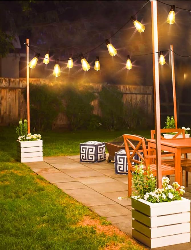 75FT(3x25FT) Outdoor String Lights, Patio Lights with 30+3 LED Dimmable Waterproof Connectable ST38 Bulbs for Outside Porch Balcony, Black