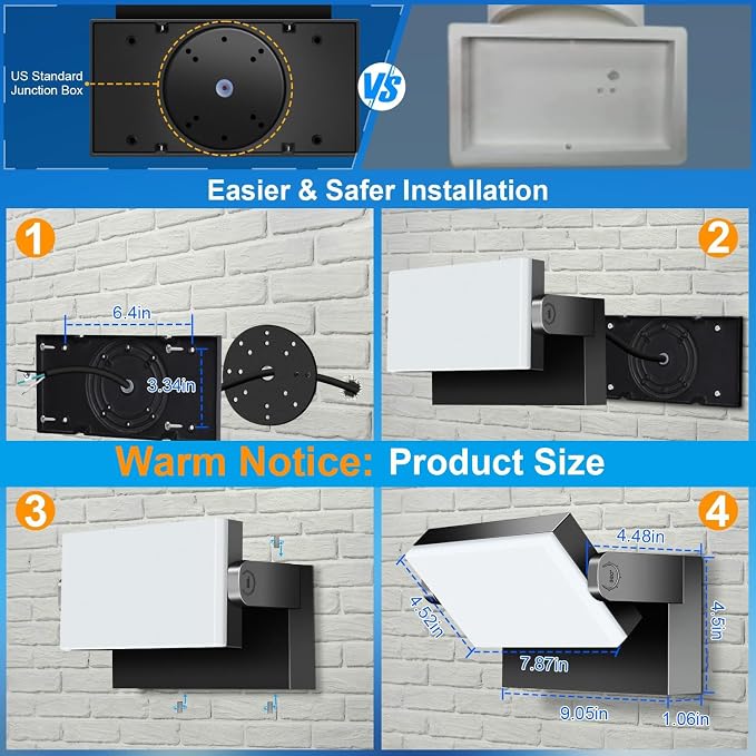 ledmo LED Flood Lights Outdoor 60W - Rotatable 360 Adjustable Head Switch Control Exterior Lighting Fixture Wall Pack Commercial Security 5000K Waterporof Yard Wall Mount Garage Barn Yard Lights