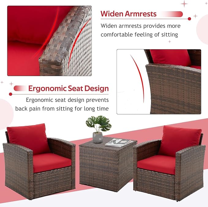 7 PCS Outdoor Patio Furniture Set with Storage Boxes & Cover, Rattan All-Weather PE Wicker Sectional Sofa Conversation Set for Backyard Garden Deck, Cushions Included