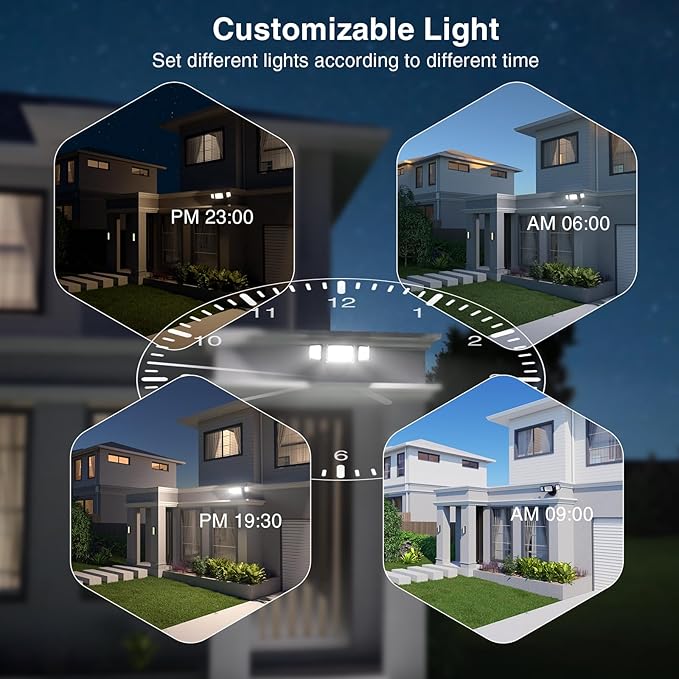 Onforu 55W Smart LED Flood Lights Outdoor, 5500LM, Tunable 2700K-6500K, APP Control, WiFi Alexa Security Lights with Timer & Adjustable 3 Head, IP65 Waterproof for House, Yard, Porch, Garage, Backyard