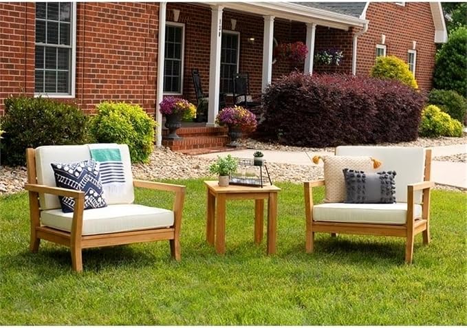 Afuera Living Square Outdoor Side Table, 20" x 20" x 22", Solid Teak Wood, Natural Oil Finish, Slatted Top, Compact Design, Sustainable Patio Furniture for Drinks or Lanterns
