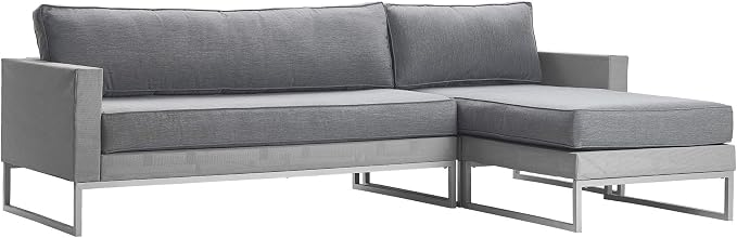 Elle Decor Tropez Mesh Outdoor Patio Furniture Collection with Metal Frame Sectional, Gray