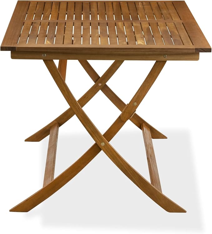 East West Furniture AECM5CANA 5 Piece Outdoor Patio Dining Sets Includes a Rectangle Acacia Wood Table and 4 Folding Arm Chairs, 36x60 Inch, Natural Oil