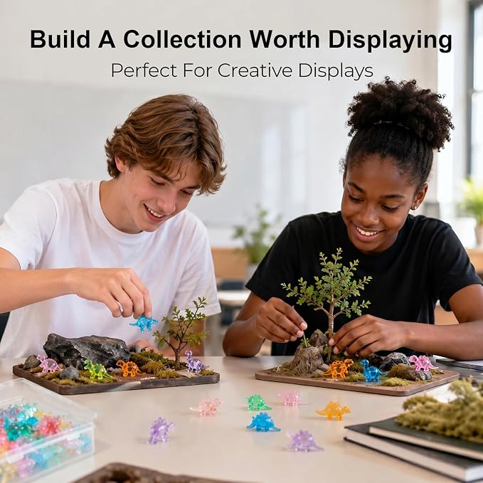 Mini Dinosaur Figurines, Resin Mini Animals Bulk, Tiny Dinosaur Statues for Desk Decor, Party Favors, Collectible Decorations & Treasure Hunt Games (60pcs)