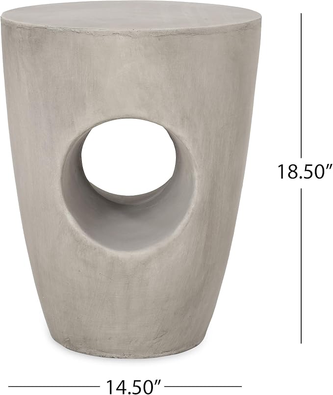 Samuel Indoor Contemporary Lightweight Concrete Accent Side Table