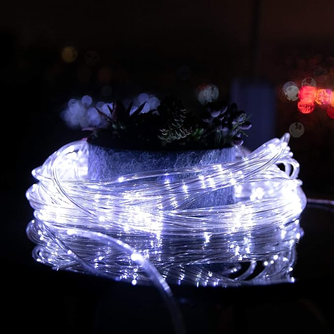Brightown 1Pack 72FT 200LED Solar Rope Lights, Pure White