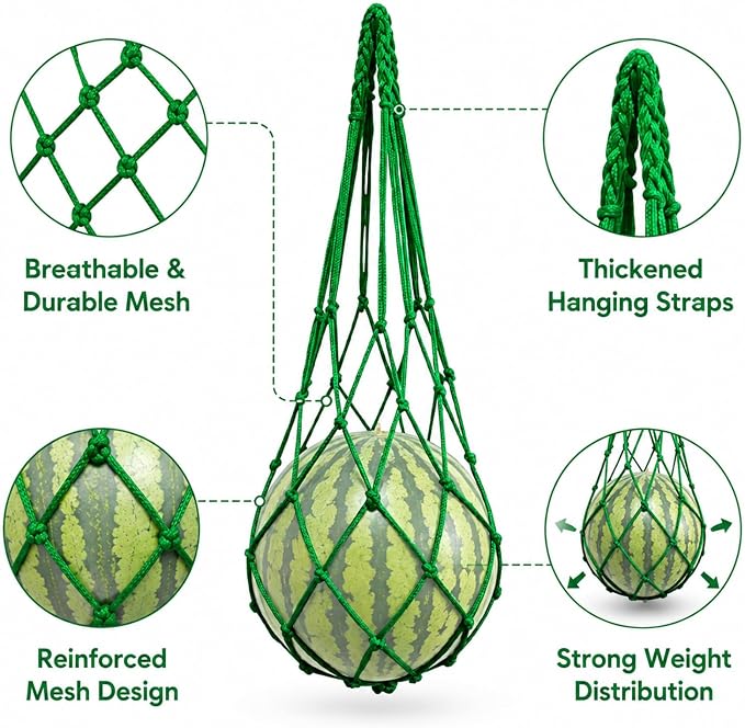 24 Pcs Watermelon Hammocks for Garden Trellis, Heavy Duty Melon Support Nets, Reusable Hanging Fruit Slings for Watermelon, Pumpkin, Cantaloupe, Squash and Vertical Gardening