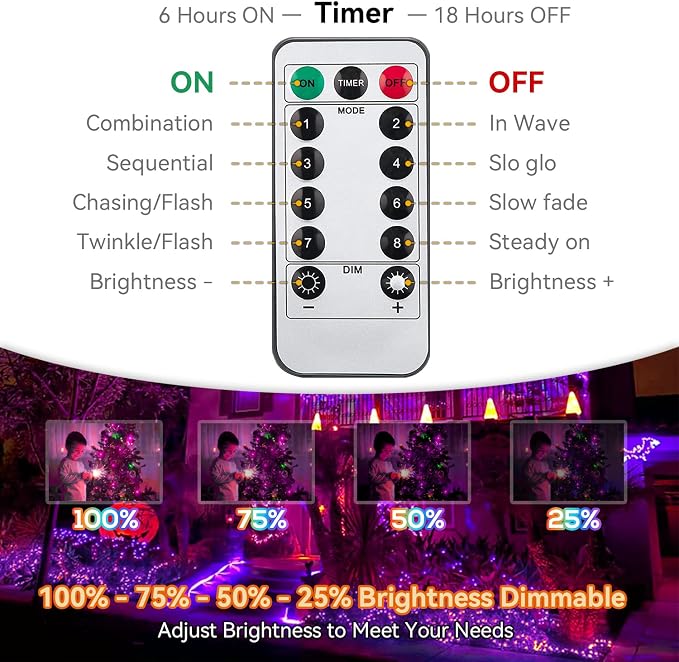 Orange Halloween String Lights Outdoor 100LED Battery Operated Fairy Lights with Waterproof Remote Timer for Garden Party Holiday Thanksgiving Day Halloween Décor