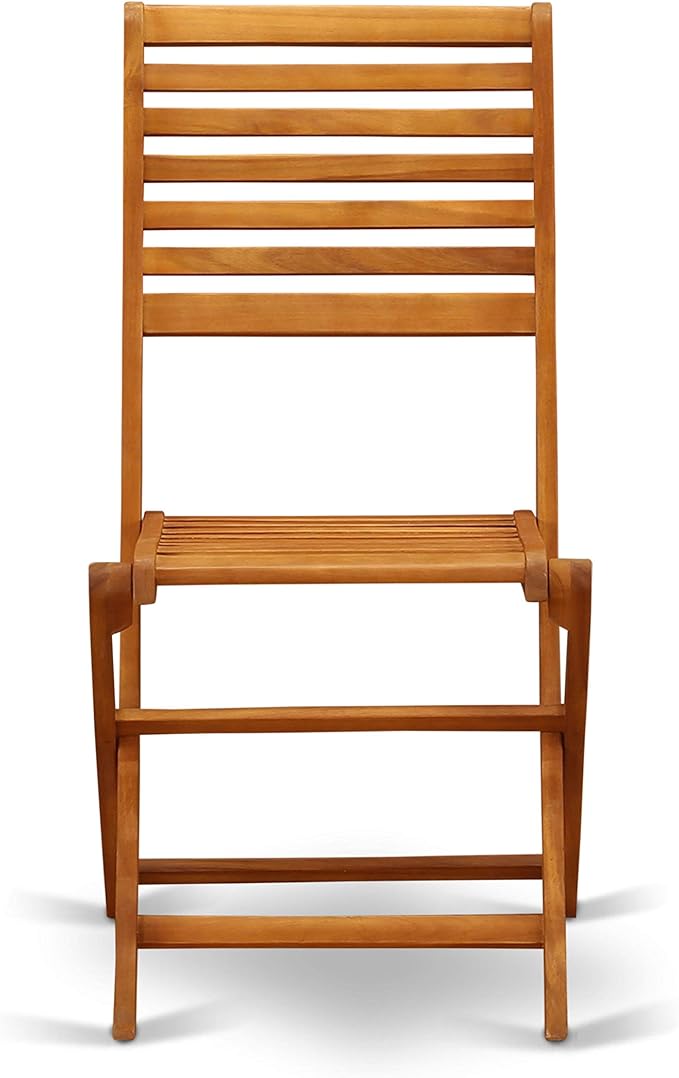 East West Furniture DEBS52CANA 5 Piece Outdoor Patio Dining Sets Includes a Rectangle Acacia Wood Table and 2 Folding Arm Chairs with 2 Side Chairs, 40x72 Inch, Natural Oil