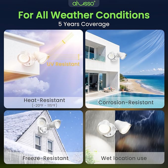 ALUSSO Dusk to Dawn Outdoor Lighting, 30W 3500LM Dusk Till Dawn Outdoor Light 120V, 3000K/4000K/6500K 3CCT IP65 Security Lights ETL Listed Dusk to Dawn Hardwired for House Yard Walkway White 1 Pack