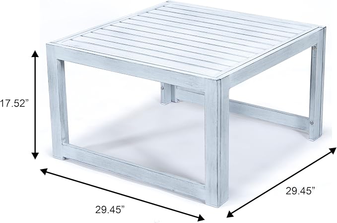 Chelsea Outdoor Coffee Table - Modern Aluminum Patio Center Table, Rust-Proof & Weather Resistant Outside Furniture for Garden, Balcony, Deck, & Backyard - Metal Porch Table, Weathered Grey