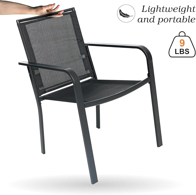 Outdoor Patio Furniture Set,4 Piece Stackable Patio Chairs and 35" Steel Dining Table with 1.6" Umbrella Hole,Suitable for All-Weather