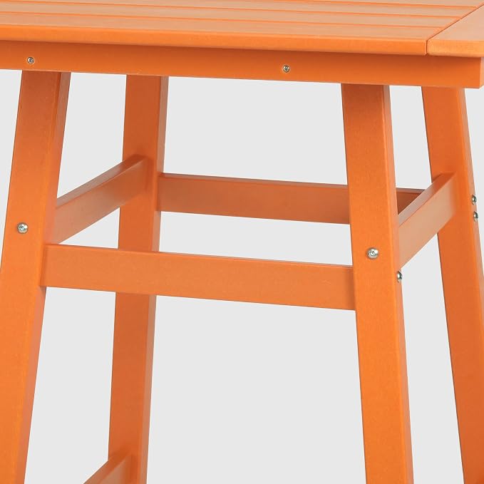 WestinTrends Malibu Square Outdoor Patio Counter High Bistro Bar Table with Umbrella Hole 37" Tall, Orange