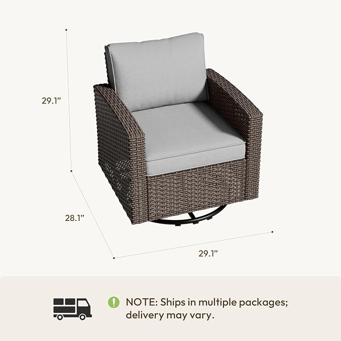Patio Furniture Set - All-Weather - 1 Piece Wicker Outdoor Patio Conversation Set, Modular Rattan Sectional Sofa for Backyard, Garden, Patio, Poolside