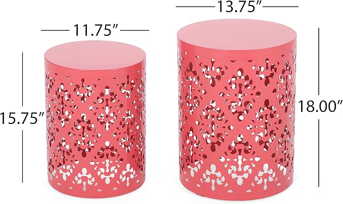 Christopher Knight Home Mathena Outdoor Side Tables - Dark Coral (Set of 2)