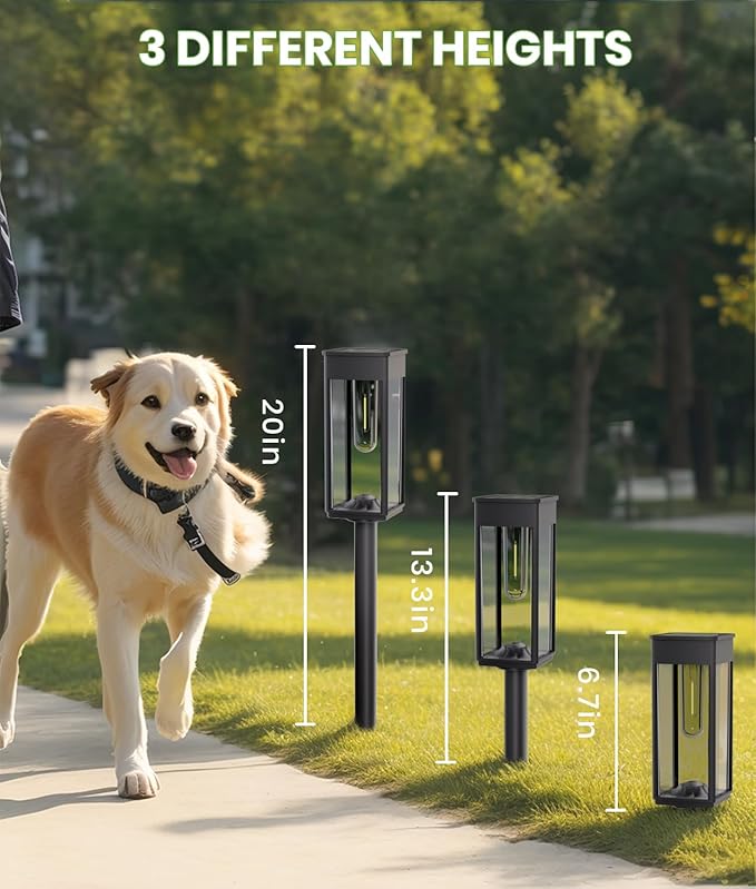 BITPOTT Solar Pathway Lights Outdoor Waterproof IP65, 2 Pack Auto On/Off Bright Solar Lights for Outside, Garden Lights Solar Powered Landscape Lights for Yard Walkway Driveway Lawn
