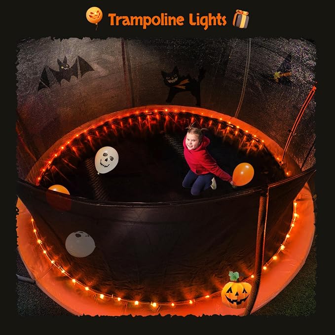JMEXSUSS 66 ft 200 LED Orange Halloween Solar Rope Lights with 8 Modes | Rope Lights Outdoor Waterproof, Orange Christmas String Lights for Halloween Thanksgiving Fall Party Tree Fence Christmas