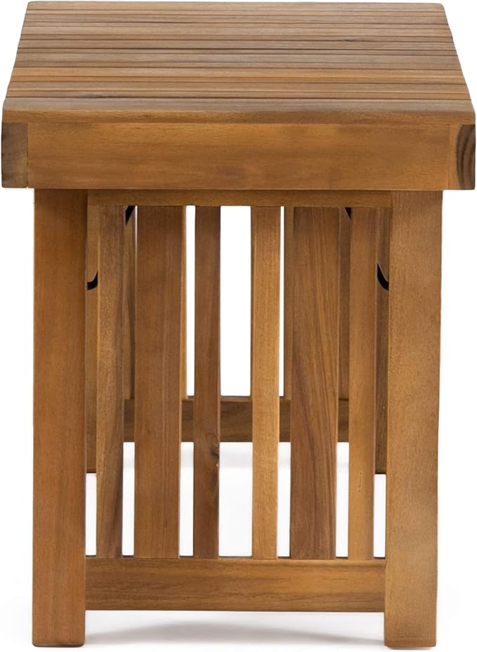 Christopher Knight Home Hilton Outdoor Acacia Wood Folding Side Table, Teak Finish
