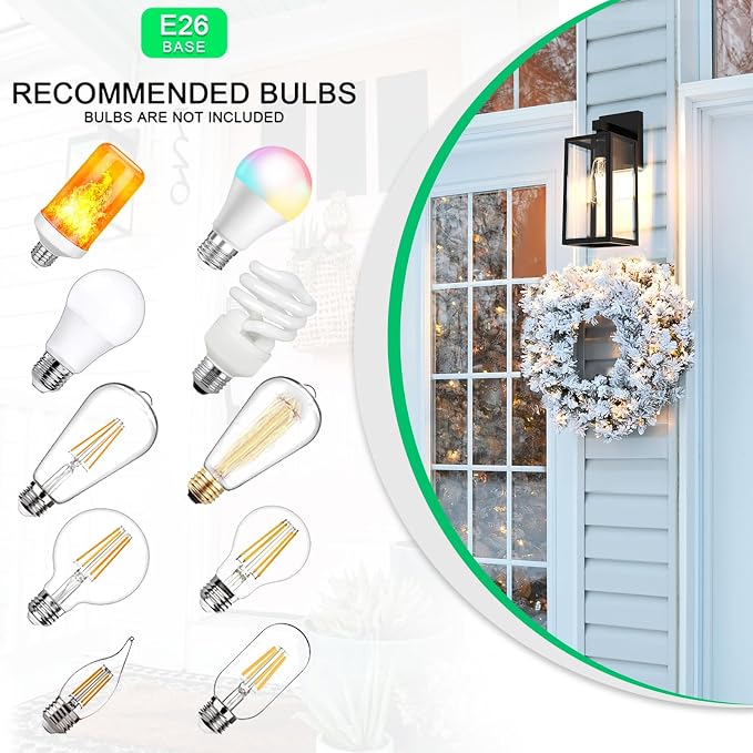 MAXvolador Outdoor Wall Lantern, Exterior Waterproof Wall Sconce Light Fixture, Black Anti-Rust Mount Light with Clear Glass, E26 Base Wall Lamp | Porch Wall Sconce Black, Anti-Rust, E26 Socket, Clear Glass, Outside Wall Mount Light, Front Door Lightin...